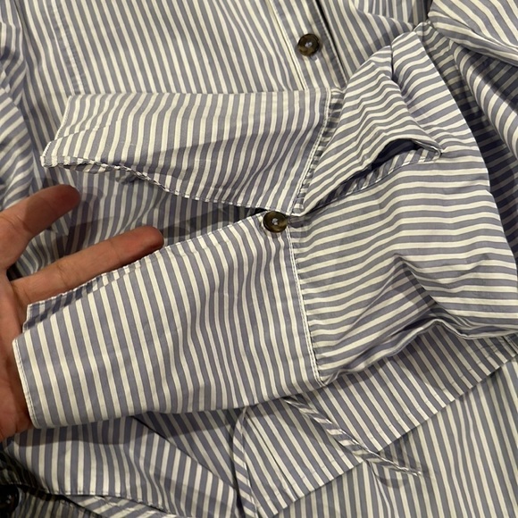 Free People It's A Cinch Button Down Striped Shirt White Blue Medium - Picture 8 of 12